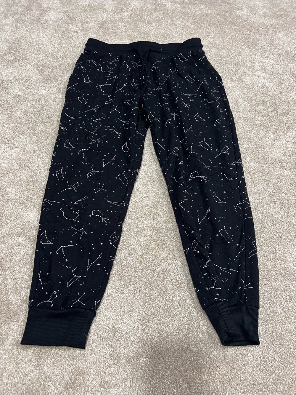 stars above Black Joggers with White Constellation Print
